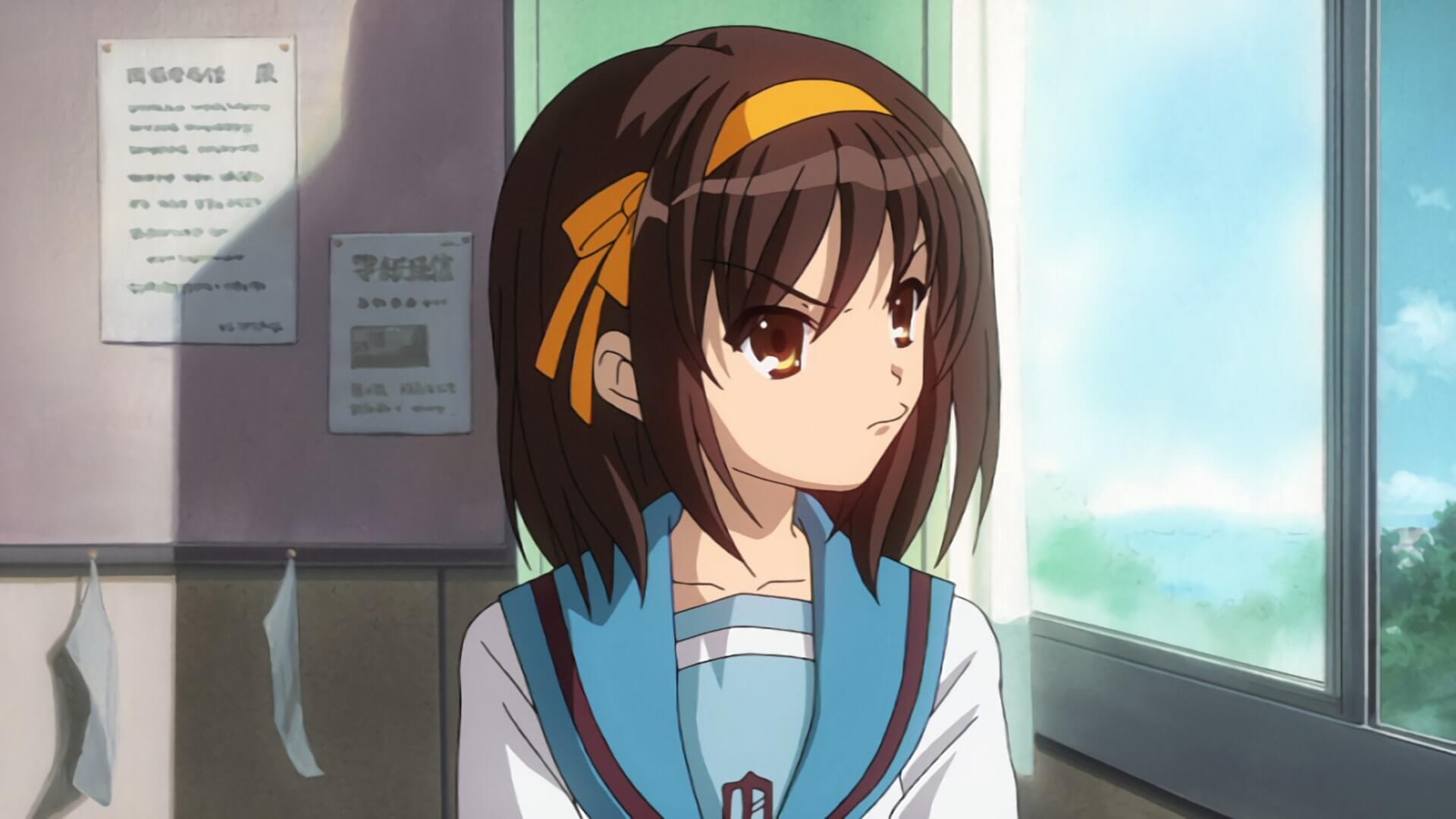 Haruhi pulls a weird face.