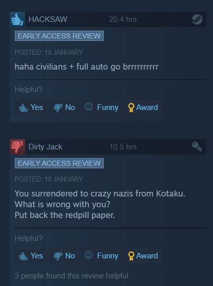 Steam reviews for Ready or Not.