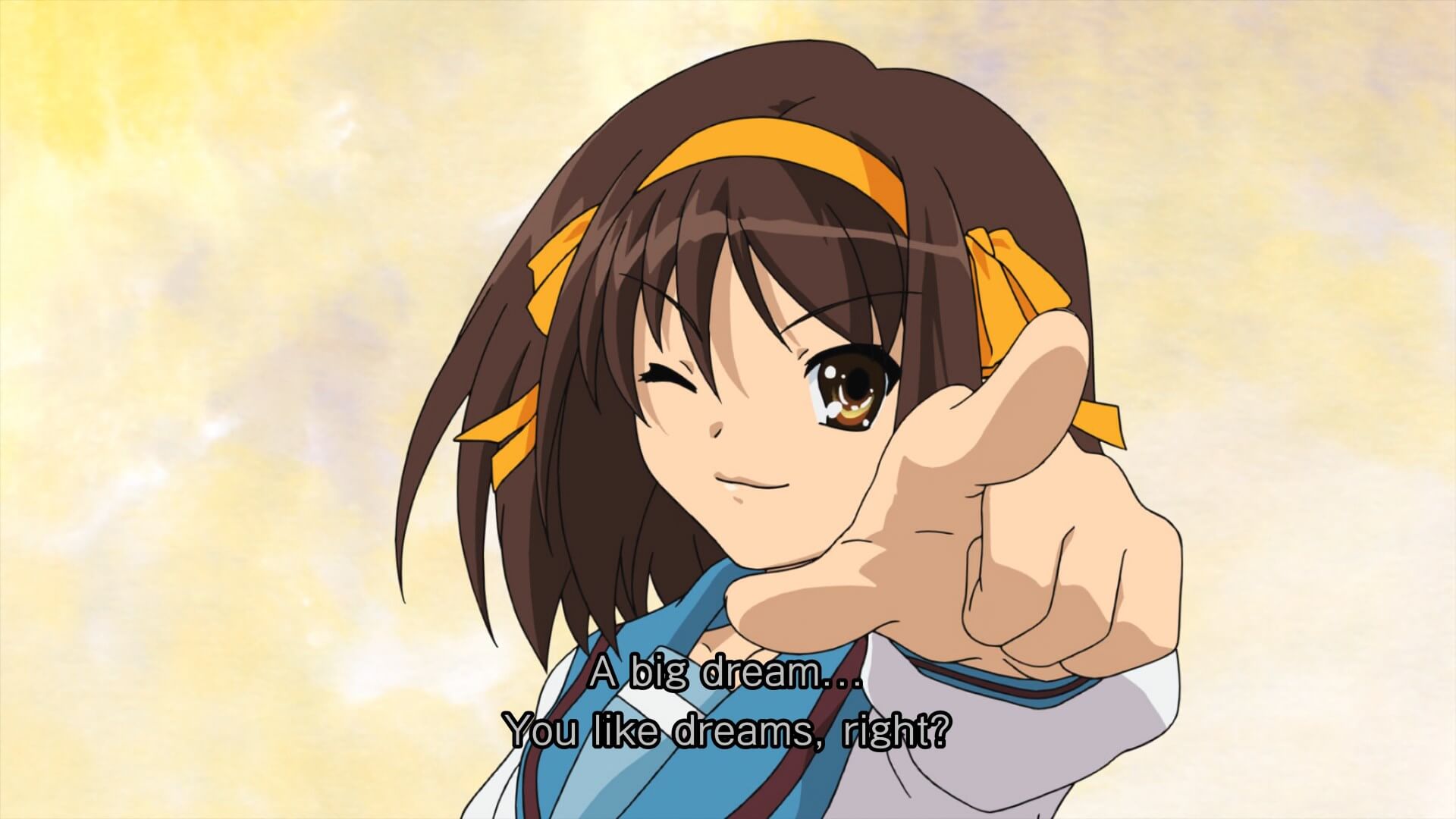 Haruhi twils her finger. 'A big dream. You like dreams, right?